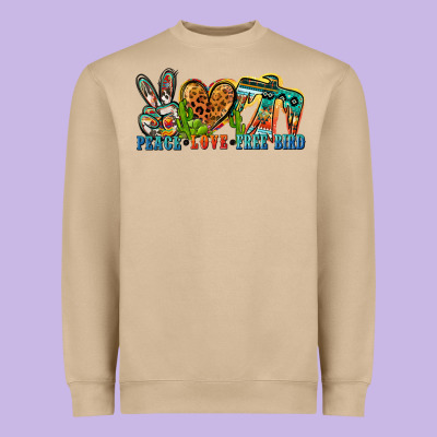Peace Love Free Bird Heavyweight Sweatshirt Designed By Zillion Design Studio