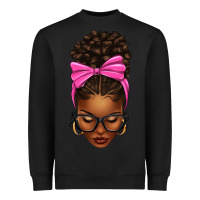 Black afro messy bun pink bow Heavyweight Sweatshirt - texasbilliewilder
