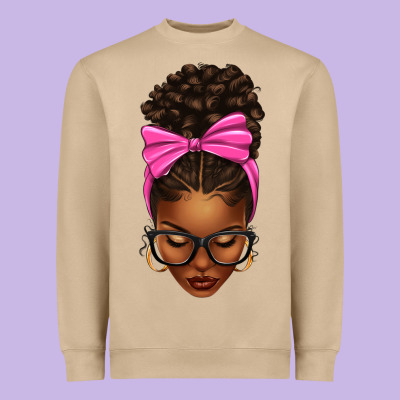 Heavyweight Sweatshirt afro messy bun pink bow