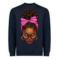 Navy afro messy bun pink bow Heavyweight Sweatshirt - texasbilliewilder