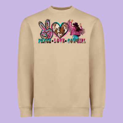 Peace Love Cowgirl Heavyweight Sweatshirt Designed By Zillion Design Studio