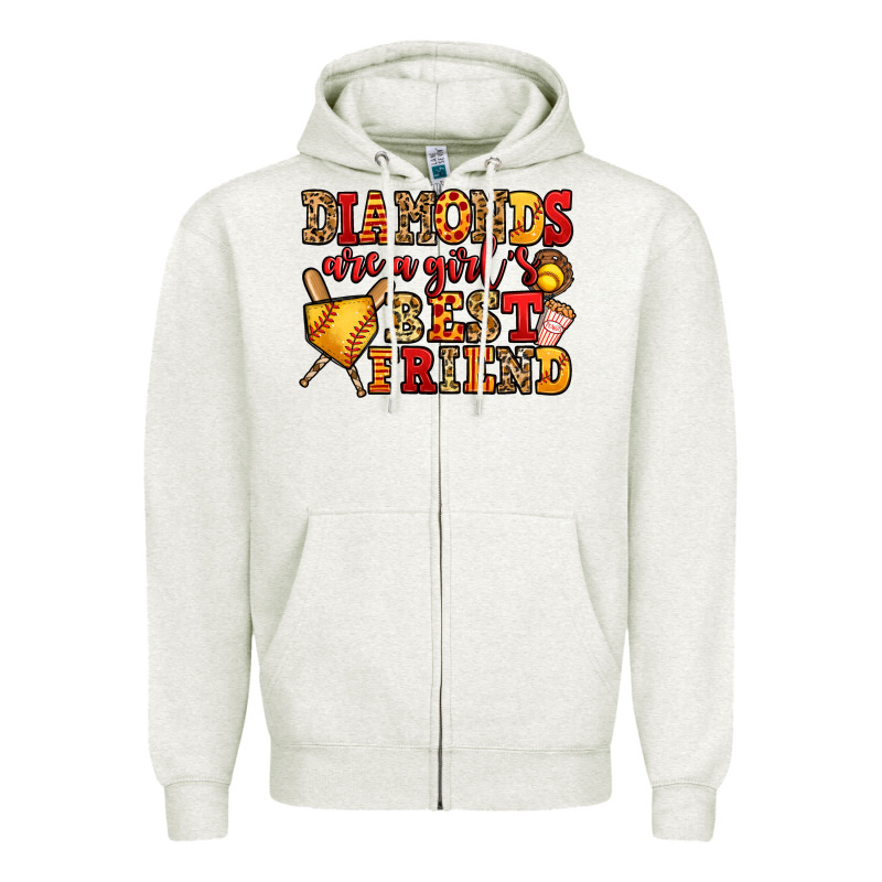 Diamonds Are A Girl's Best Friend Softball Zipper Hoodie by Jasminsmagicworld | Teevron