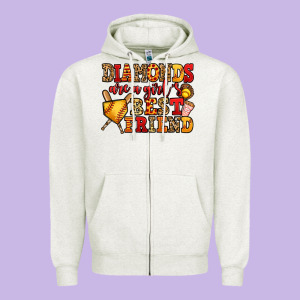 Diamonds Are A Girl's Best Friend Softball Zipper Hoodie Designed By Jasminsmagicworld
