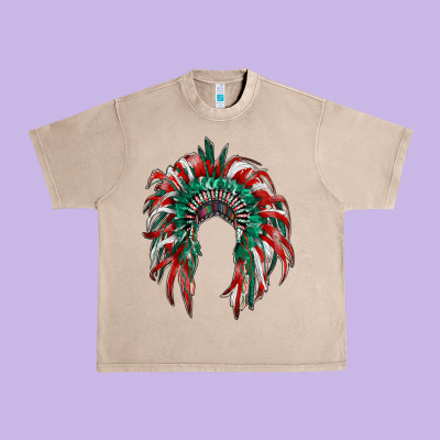 Mexican Flag Indian Headdress Urban Heavy Tee Designed By Ranaportraitstore