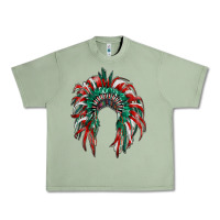 Oil Green mexican flag indian headdress Urban Heavy Tee - RanaPortraitStore