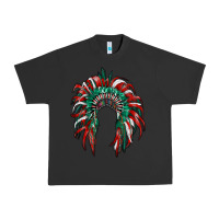 Pigment Black mexican flag indian headdress Urban Heavy Tee - RanaPortraitStore