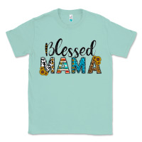 Seafoam blessed mama Classic Tee - CowhideDigitalArt