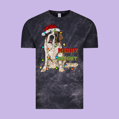 Merry And Bright Saint Bernard Vintage Tee Designed By Ranaportraitstore