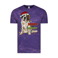 Cloud Purple merry and bright saint bernard Vintage Tee - RanaPortraitStore
