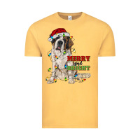 Vintage Mustard merry and bright saint bernard Vintage Tee - RanaPortraitStore