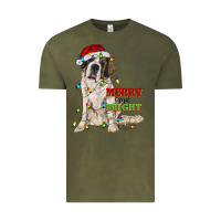 Vintage Olive merry and bright saint bernard Vintage Tee - RanaPortraitStore