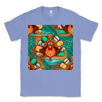 Colony Blue thanksgiving  turkey seamless pattern Classic Tee - BundleAndBundleShop