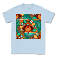 Dusty Blue thanksgiving  turkey seamless pattern Classic Tee - BundleAndBundleShop