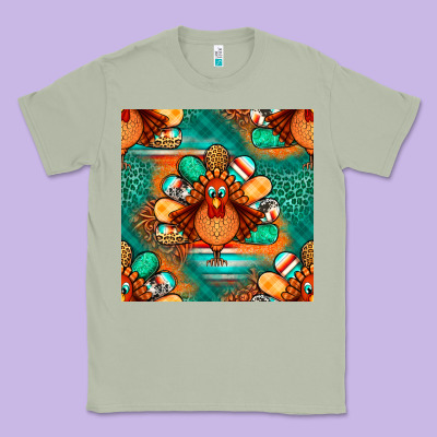 Thanksgiving  Turkey Seamless Pattern Classic Tee Designed By Bundleandbundleshop