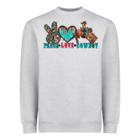 Heather Grey peace love cowboy Heavyweight Sweatshirt - Zillion Design Studio