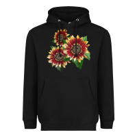 Black Florenza Sunflower Heavyweight Hoodie - LillyAllenDesigns