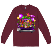 Burgundy mardi gras farm truck Long Sleeve Tee - FaDigitalArtStudio