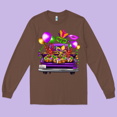Mardi Gras Farm Truck Long Sleeve Tee Designed By Fadigitalartstudio