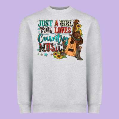 Just A Girl Who Loves Country Music Heavyweight Sweatshirt Designed By Zillion Design Studio