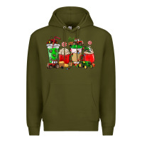 Army Green Christmas tractor coffee cup Premium Hoodie - NancyCooperArtShop