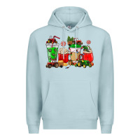 Blue Mist Christmas tractor coffee cup Premium Hoodie - NancyCooperArtShop