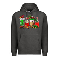 Charcoal Heather Christmas tractor coffee cup Premium Hoodie - NancyCooperArtShop