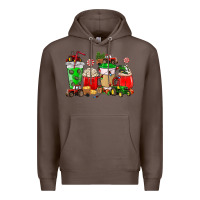 Coffee Christmas tractor coffee cup Premium Hoodie - NancyCooperArtShop