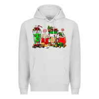 Dove Grey Christmas tractor coffee cup Premium Hoodie - NancyCooperArtShop