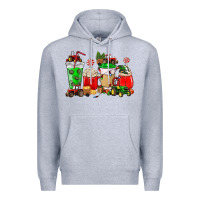 Heather Grey Christmas tractor coffee cup Premium Hoodie - NancyCooperArtShop