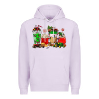 Lilac Christmas tractor coffee cup Premium Hoodie - NancyCooperArtShop