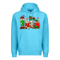 Ocean Blue Christmas tractor coffee cup Premium Hoodie - NancyCooperArtShop