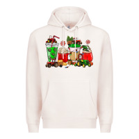 Pale Pink Christmas tractor coffee cup Premium Hoodie - NancyCooperArtShop
