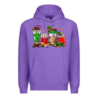 Purple Christmas tractor coffee cup Premium Hoodie - NancyCooperArtShop