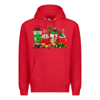 Red Christmas tractor coffee cup Premium Hoodie - NancyCooperArtShop