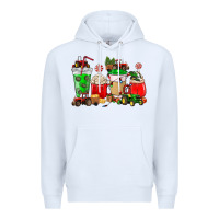 White Christmas tractor coffee cup Premium Hoodie - NancyCooperArtShop