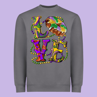 Heavyweight Sweatshirt Mardi Gras Love With King Cake