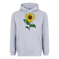 Heather Grey Sunray yellow sunflower Heavyweight Hoodie - LillyAllenDesigns