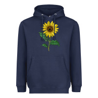 Navy Sunray yellow sunflower Heavyweight Hoodie - LillyAllenDesigns