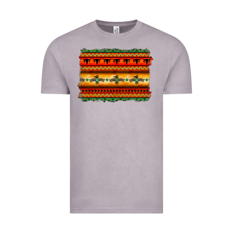 Bullskull Thunderbird Aztec Pattern Warm Colors Vintage Tee by BarkalooDesign | Teevron