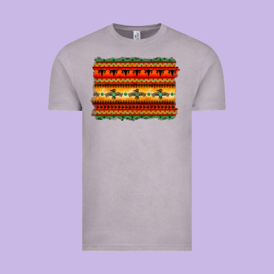 Bullskull Thunderbird Aztec Pattern Warm Colors Vintage Tee Designed By Barkaloodesign