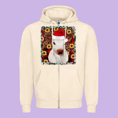 Heifer Christmas Zipper Hoodie Designed By Jahusdesignshop