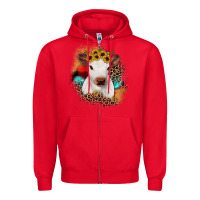 Red christmas heifer Zipper Hoodie - JahusDesignShop