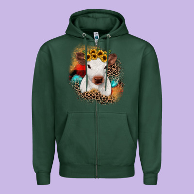 Christmas Heifer Zipper Hoodie Designed By Jahusdesignshop