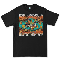 Black bull skull texas map sunflower leopard cowhide Premium Tee - Artiststas