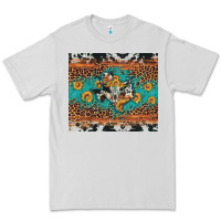 Dove Grey bull skull texas map sunflower leopard cowhide Premium Tee - Artiststas