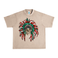 French Oak mexican flag indian headdress with  skull Urban Heavy Tee - RanaPortraitStore