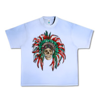 Grape Ice mexican flag indian headdress with  skull Urban Heavy Tee - RanaPortraitStore