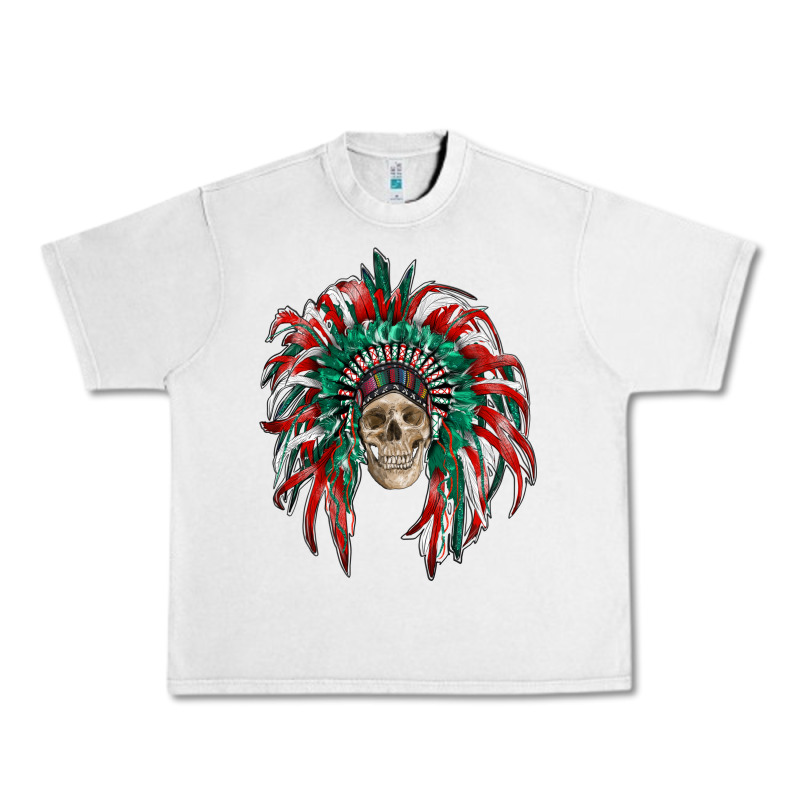 Mexican Flag Indian Headdress With  Skull Urban Heavy Tee by RanaPortraitStore | Teevron