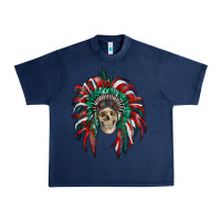 Navy mexican flag indian headdress with  skull Urban Heavy Tee - RanaPortraitStore