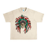 Sandshell mexican flag indian headdress with  skull Urban Heavy Tee - RanaPortraitStore